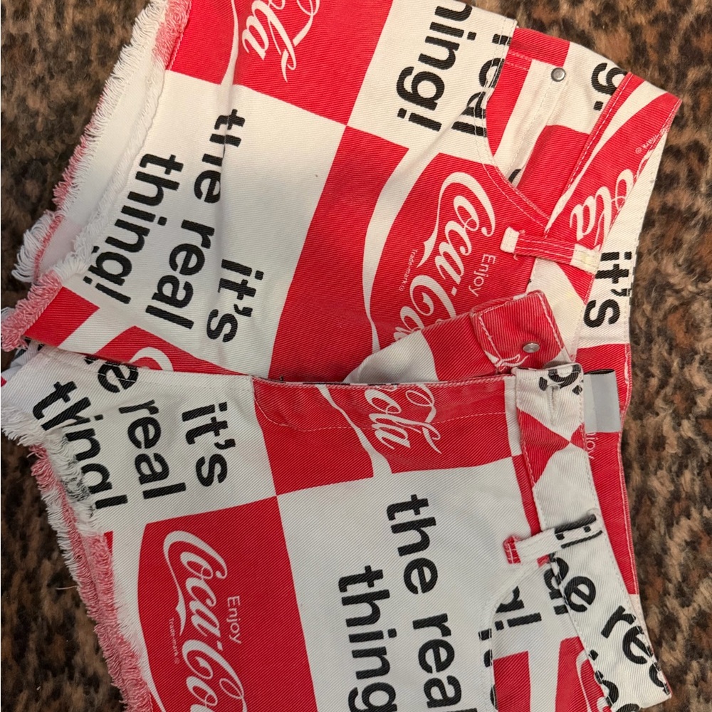 Coca Cola Red & White Logo Women's denim jean Shorts size large